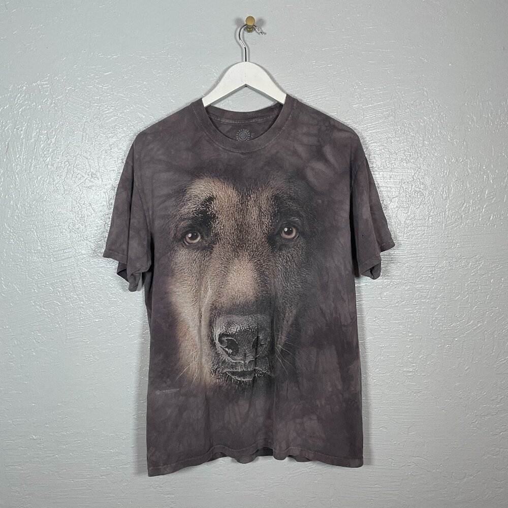 The Mountain Unisex L Brown Tie Dye German Shepard Dog T-Shirt Cotton Crew Neck